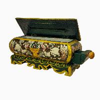 Tibetan Ritual Wooden Incense Burner, [carved] And Traditional Color Painted