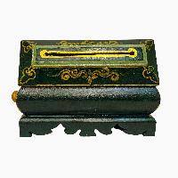 Tibetan Ritual Wooden Incense Burner, [carved] And Traditional Color Painted