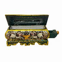Tibetan Ritual Wooden Incense Burner, [carved] And Traditional Color Painted
