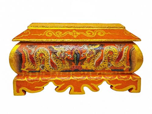 Tibetan Ritual Wooden Incense Burner, Traditional Color Painted
