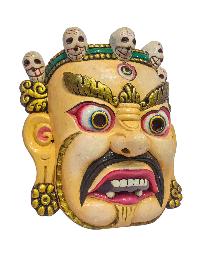[bhairab], Handmade Wooden Mask, Wall Hanging, [painted], Poplar Wood