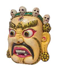 [bhairab], Handmade Wooden Mask, Wall Hanging, [painted], Poplar Wood