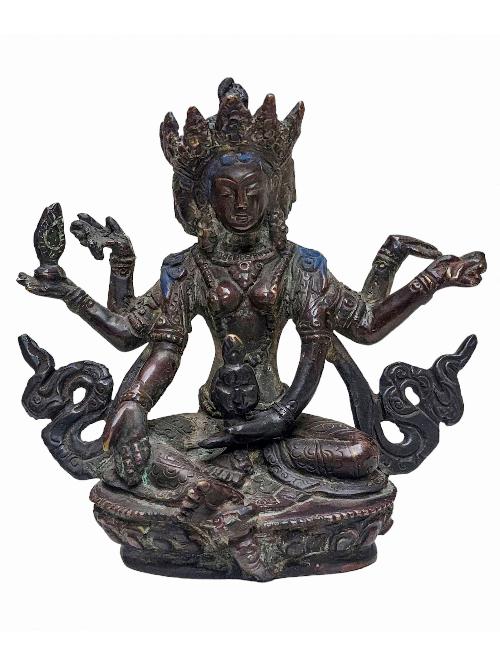 [vasudhara], Buddhist Handmade Statue, [chocolate Oxidized] And Antique Finishing