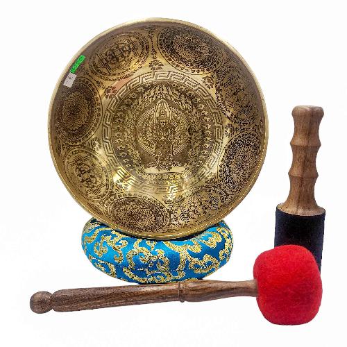 Singing Bowl, Buddhist Hand Beaten, With [avalokitesvara] Carved Inside
