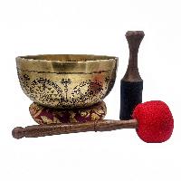 Singing Bowl, Buddhist Hand Beaten, With [manjushree] Carved Inside, [select Accessories]