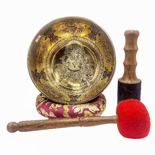 Singing Bowl, Buddhist Hand Beaten, With [ganesh] Carved Inside