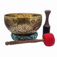 Singing Bowl, Buddhist Hand Beaten, With [avalokitesvara] Carved Inside, [select Accessories]