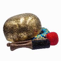 Singing Bowl, Buddhist Hand Beaten, With [avalokitesvara] Carved Inside, [select Accessories]