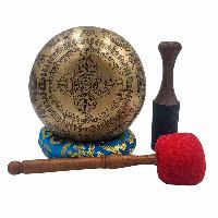 Singing Bowl, Buddhist Hand Beaten, With [mandala] Carved Inside, [select Accessories]