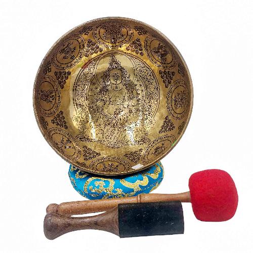 Singing Bowl, Buddhist Hand Beaten, With [jambhala] Carved Inside, [select Accessories]