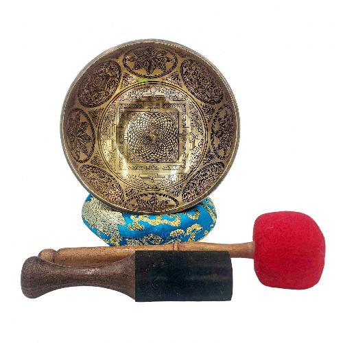 Singing Bowl, Buddhist Hand Beaten, With [mandala] Carved Inside