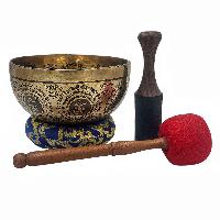 Singing Bowl, Buddhist Hand Beaten, With [mandala] Carved Inside, [select Accessories]