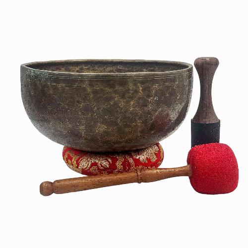 Kopre Singing Bowl, Buddhist Hand Beaten, Antique Finishing, [select Accessories]