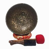Kopre Singing Bowl, Buddhist Hand Beaten, Antique Finishing, [select Accessories]