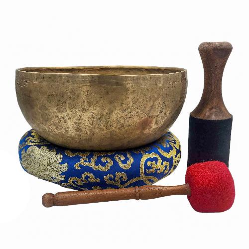 Kopre Singing Bowl, Buddhist Hand Beaten, Antique Finishing, [select Accessories]