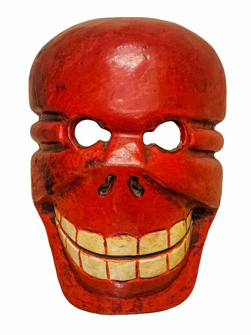 [skull, Citipati], Handmade Wooden Mask, Wall Hanging, [painted], Poplar Wood