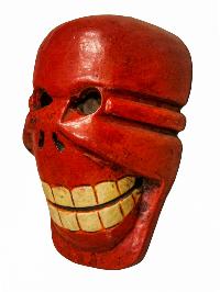 [skull, Citipati], Handmade Wooden Mask, Wall Hanging, [painted], Poplar Wood