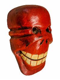 [skull, Citipati], Handmade Wooden Mask, Wall Hanging, [painted], Poplar Wood