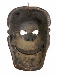 [skull, Citipati], Handmade Wooden Mask, Wall Hanging, [painted], Poplar Wood