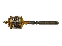 Hand Held Prayer Wheel, Buddhist Handmade Prayer Wheel With Mantra And Ashtamangala Carved
