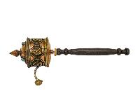 Hand Held Prayer Wheel, Buddhist Handmade Prayer Wheel With Mantra And Pancha Buddha Carved