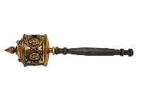 Hand Held Prayer Wheel, Buddhist Handmade Prayer Wheel With Mantra And Pancha Buddha Carved