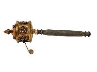 Hand Held Prayer Wheel, Buddhist Handmade Prayer Wheel With Mantra And Ashtamangala Carved