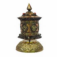 Table Top Prayer Wheel, Buddhist Handmade Prayer Wheel With Carved Mantra, Ashtamangala