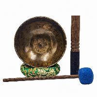 [full Moon Bowl], Buddhist Hand Beaten, Moon Carved, Antique Finishing, [select Accessories]