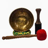 [full Moon Bowl], Buddhist Hand Beaten, Moon Carved, Antique Finishing