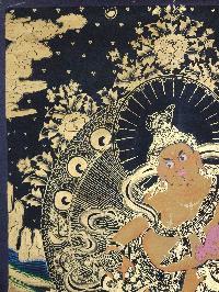 Yellow Jambhala Thangka, Buddhist Traditional Painting, Hand Painted
