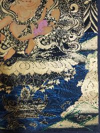 Yellow Jambhala Thangka, Buddhist Traditional Painting, Hand Painted