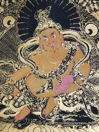 Yellow Jambhala Thangka, Buddhist Traditional Painting, Hand Painted