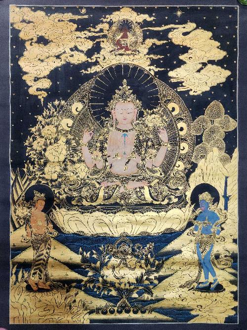 Chenrezigthangka, Buddhist Traditional Painting, Hand Painted