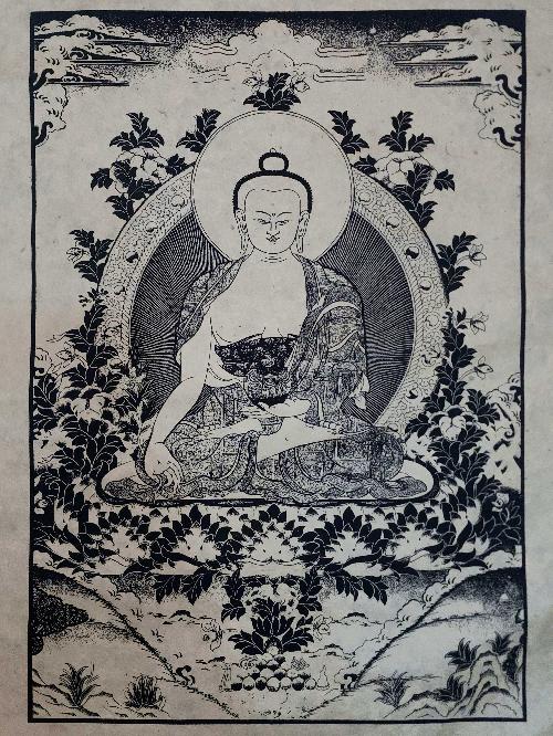 Shakyamuni Buddha Paper Thangka, Buddhist Traditional Painting, Hand Painted