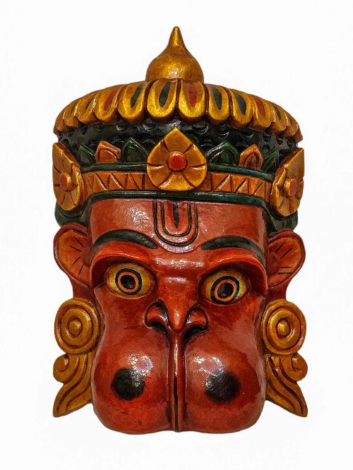 [hanuman], Handmade Wooden Mask, Wall Hanging, [painted], Poplar Wood