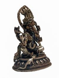 [ganesh], Buddhist Miniature Statue, [silver And Chocolate Oxidized]