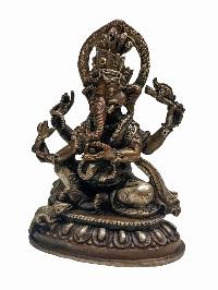 [ganesh], Buddhist Miniature Statue, [silver And Chocolate Oxidized]