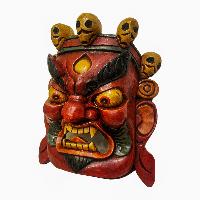 [bhairav], Handmade Wooden Mask, Wall Hanging, [painted], Poplar Wood, Mahakala Two Arms