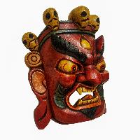 [bhairav], Handmade Wooden Mask, Wall Hanging, [painted], Poplar Wood, Mahakala Two Arms