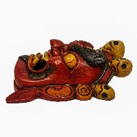 [bhairav], Handmade Wooden Mask, Wall Hanging, [painted], Poplar Wood, Mahakala Two Arms