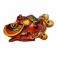 [bhairav], Handmade Wooden Mask, Wall Hanging, [painted], Poplar Wood, Mahakala Two Arms