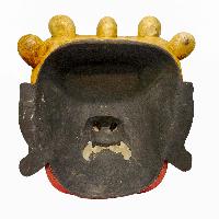 [bhairav], Handmade Wooden Mask, Wall Hanging, [painted], Poplar Wood, Mahakala Two Arms