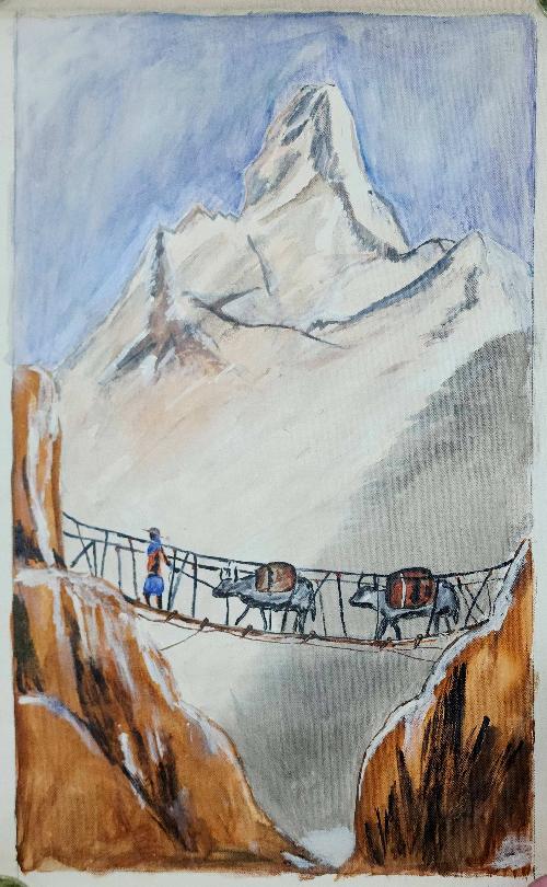 Mt. Ama Dablam [mt. Everest], Hand Painted