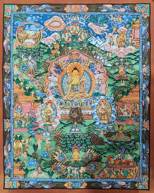 Buddha Life Story, Buddhist Traditional Painting, Hand Painted