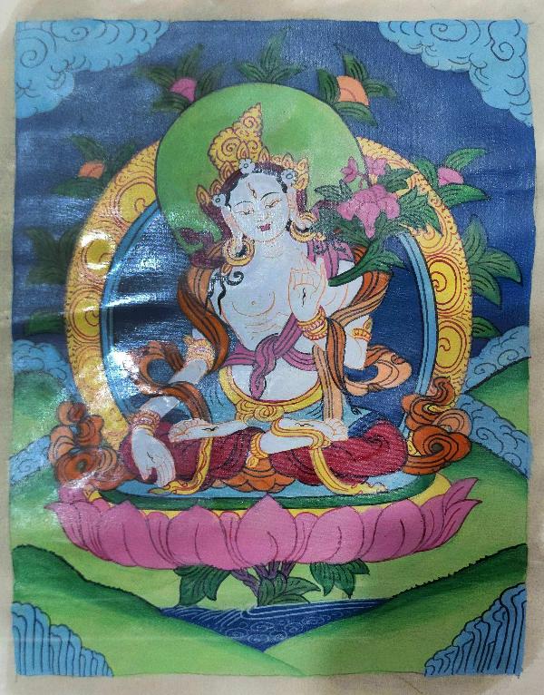 White Tara, Buddhist Traditional Painting, Hand Painted