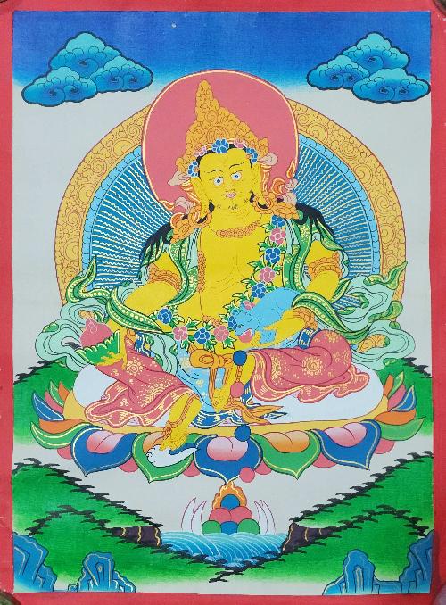 Yellow Jambhala, Buddhist Traditional Painting, Hand Painted