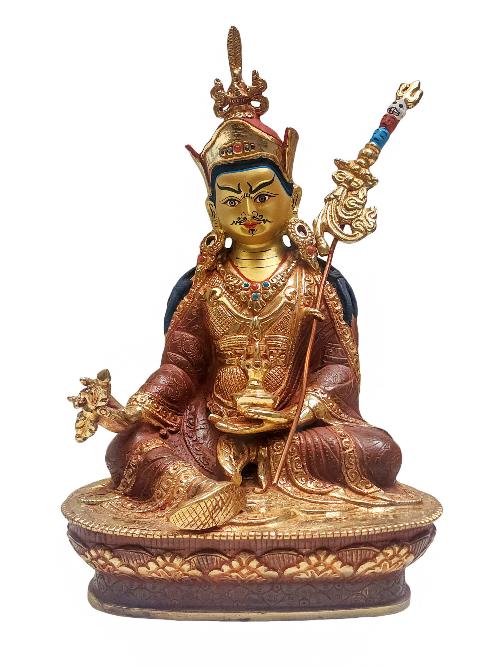 [padmasambhava], Buddhist Statue, [partly Gold Plated] With [face Painted]