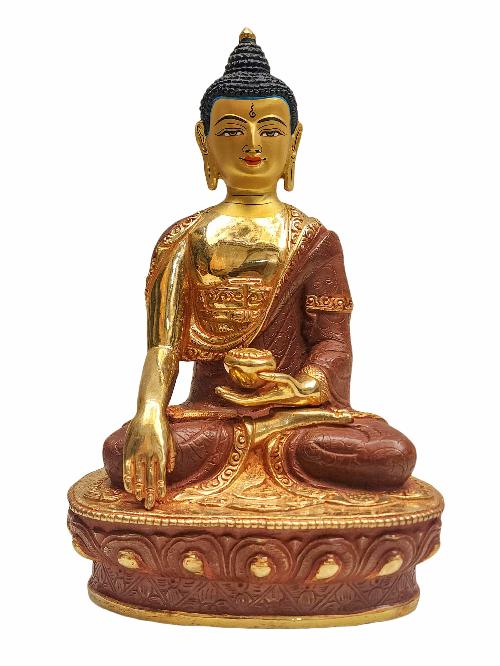 [shakyamuni Buddha], Buddhist Statue, [partly Gold Plated] With [face Painted]