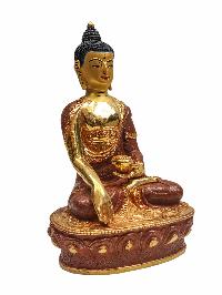 [shakyamuni Buddha], Buddhist Statue, [partly Gold Plated] With [face Painted]
